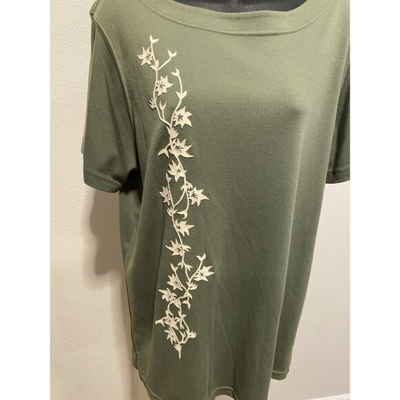 Jaclynn Smith Sport Womens Size Large Top Olive Color Short Sleeve - Picture 4 of 11